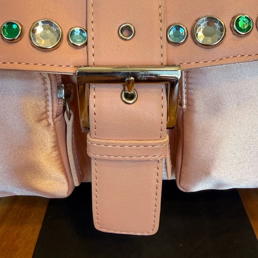 Sondra Roberts Barbiecore Glam Pink Rhinestone Satin  Clutch Shoulder Bag NWOT - Picture 14 of 16